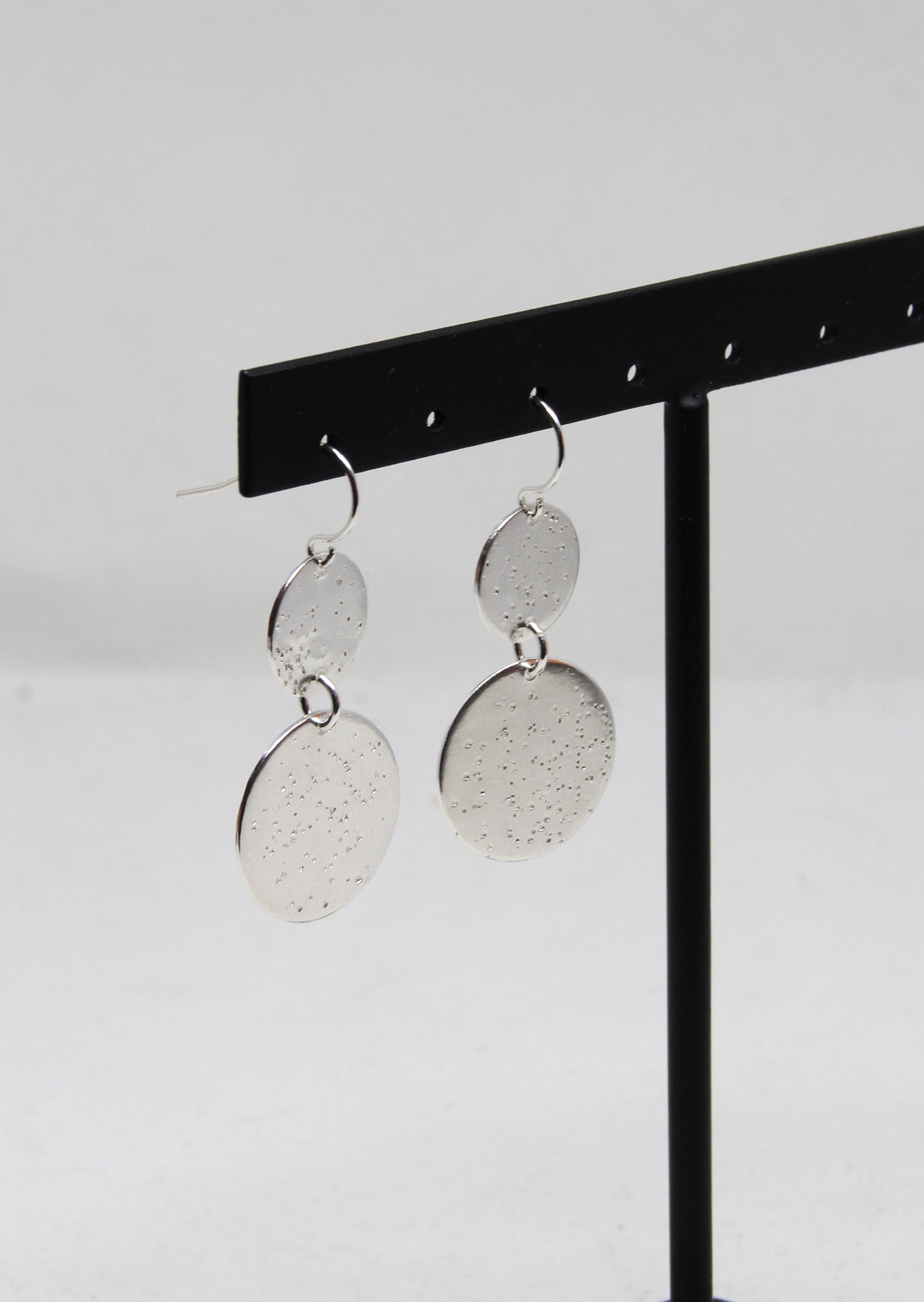 llayers dangly moon texture earrings silver new york brooklyn