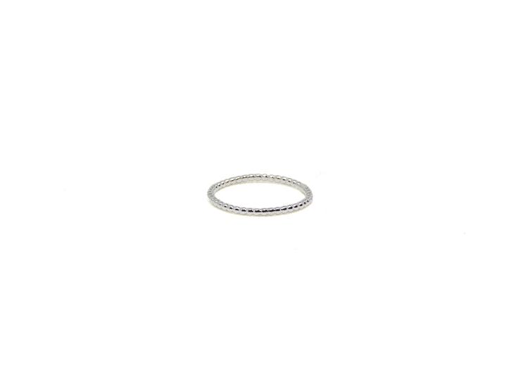 llayers jewelry Minimalist stacking silver ring with a beaded wire bague fine à empiler perlée en argent