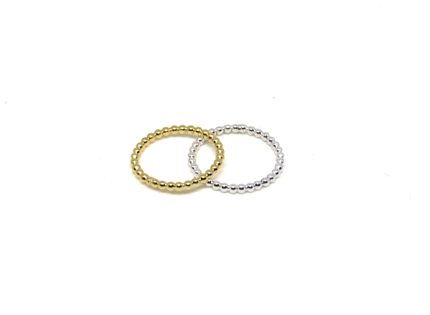llayers jewelry Minimalist stacking vermeil ring with a beaded wire bague fine à empiler perlée en vermeil or