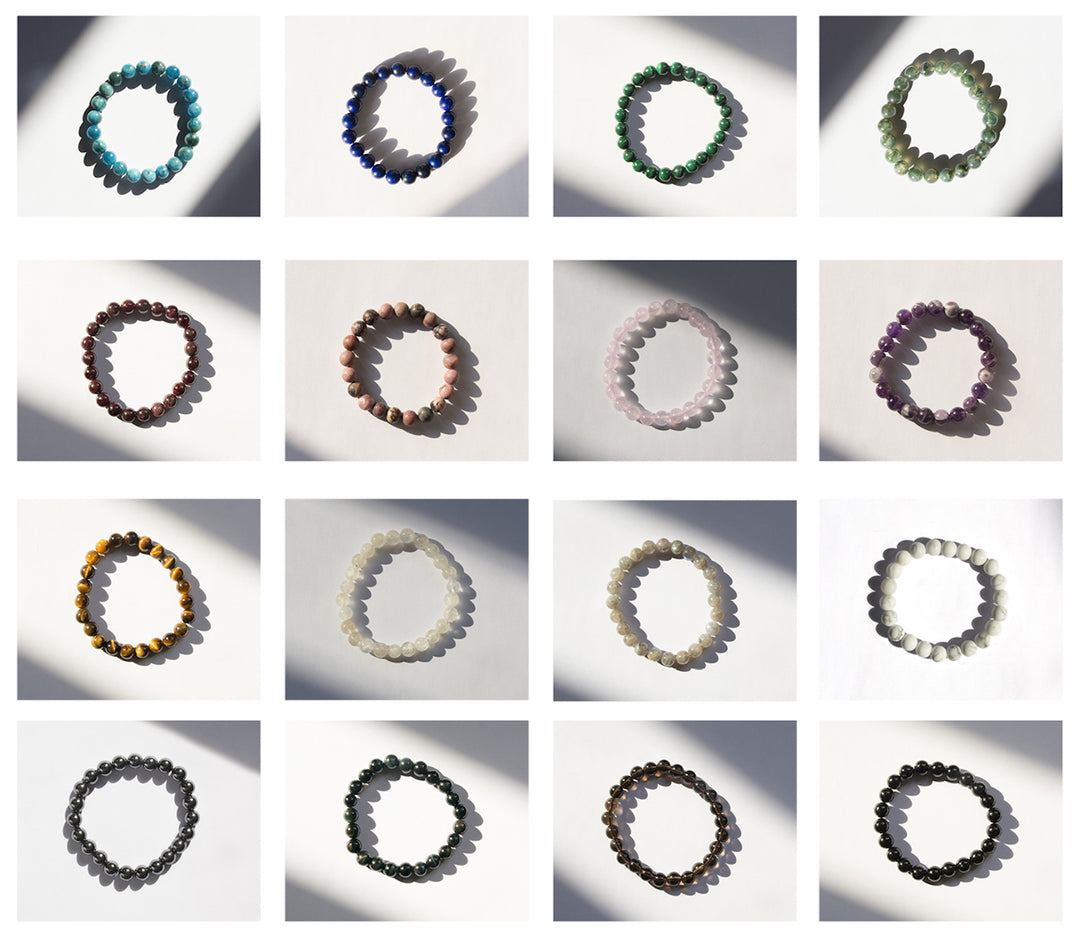 llayers bracelet avec pierres rondes quartz fumé smoky lithothérapie protection