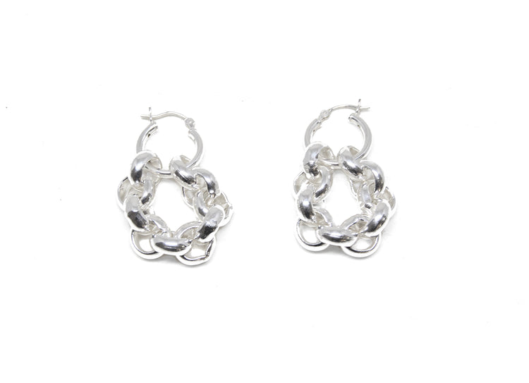 llayers jewelry infinity + interlaced silver hoops earrings- boucles d'oreilles créoles avec cercles entremêlés en argent