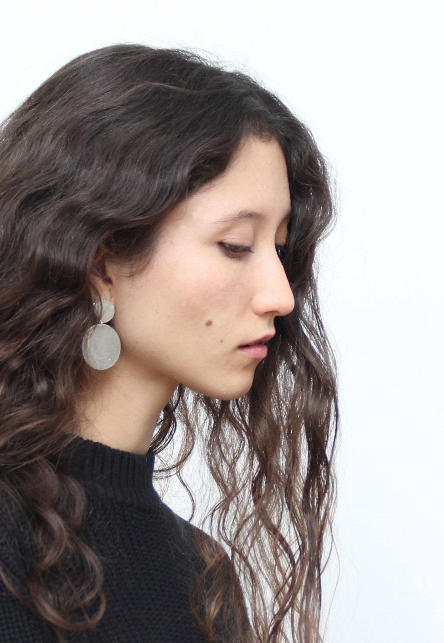llayers jewelry silver earrings double meteor dangly texture