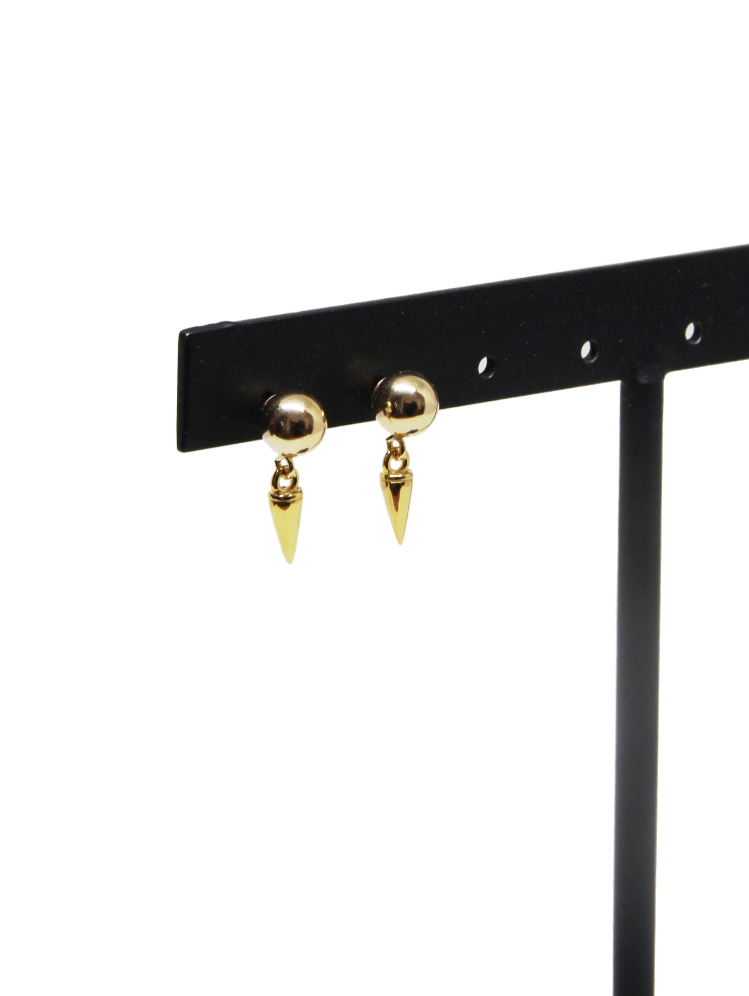 llayers jewelry small spikes ball gold hoops earrings- boucles d'oreilles petits clous sphères en or