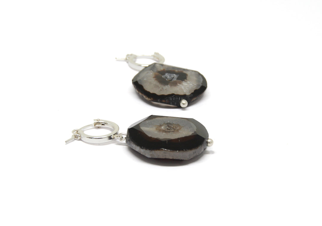 llayers jewelry earrings black agate bijoux boucles d'oreilles agate noire talisman