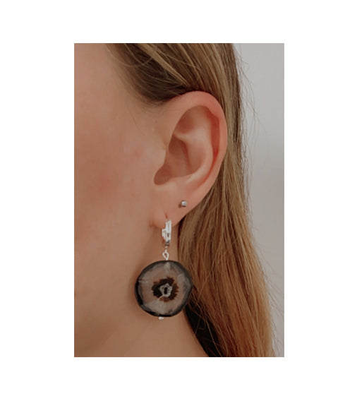 llayers jewelry stones earrings black agate bijoux  boucles d'oreilles pierres agate noire lithothérapie talisman