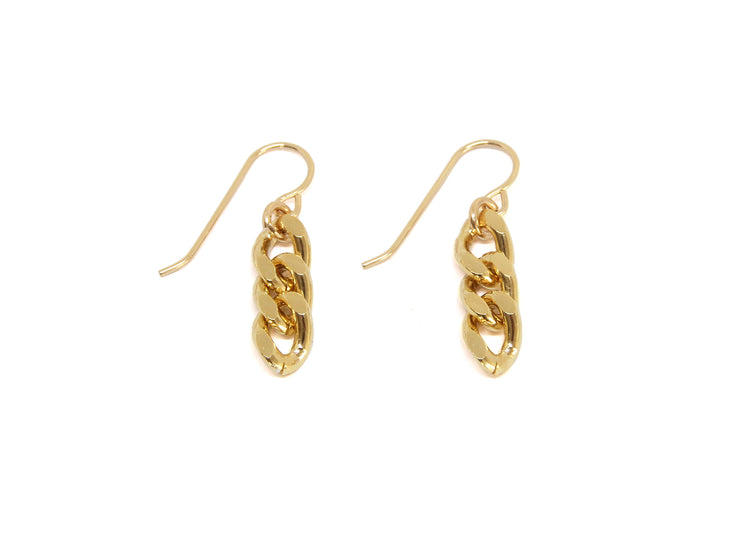 llayers Boucles d'oreilles made in france petits anneaux chaîne entrelacés en or- gold chain link earrings