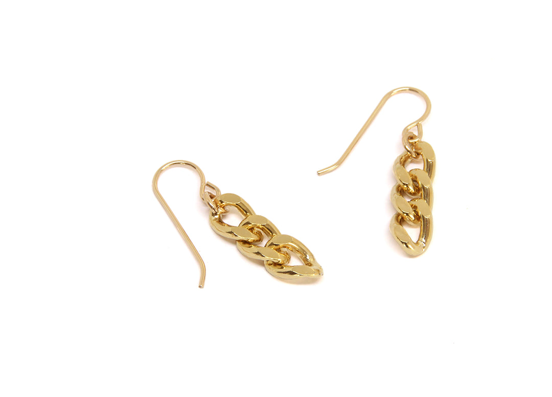 llayers Boucles d'oreilles made in france petits anneaux chaîne entrelacés en or- gold chain link earrings