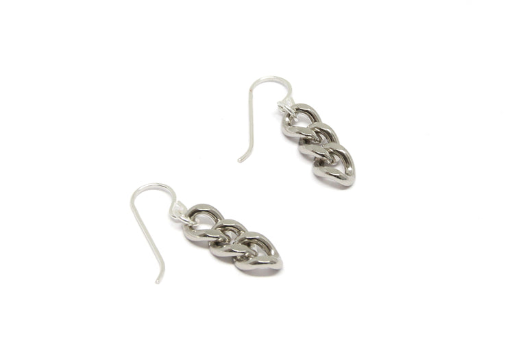 llayers Boucles d'oreilles made in france petits anneaux chaîne entrelacés en argent- 
