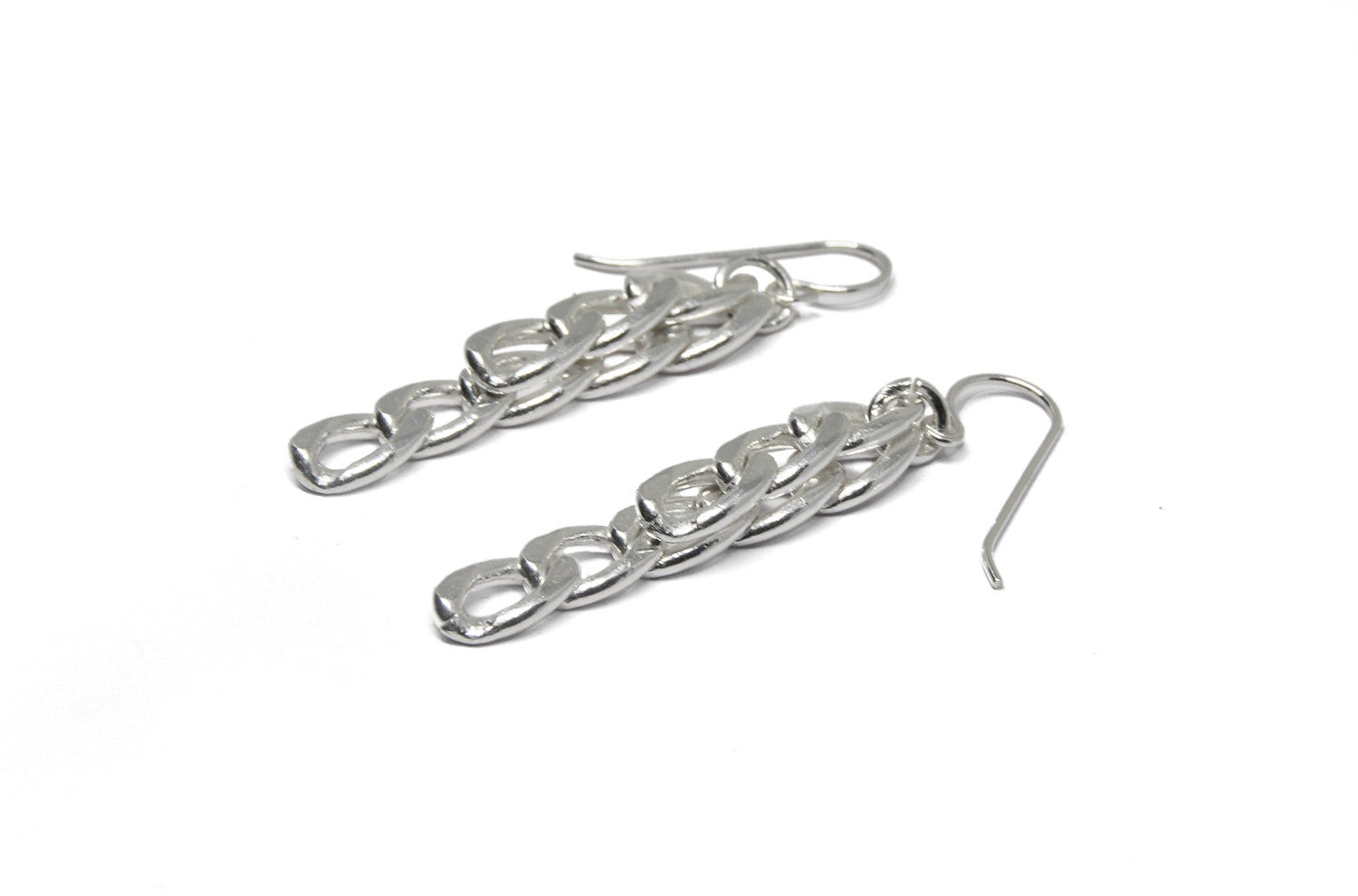llayers jewelry dangly chain link earrings silver