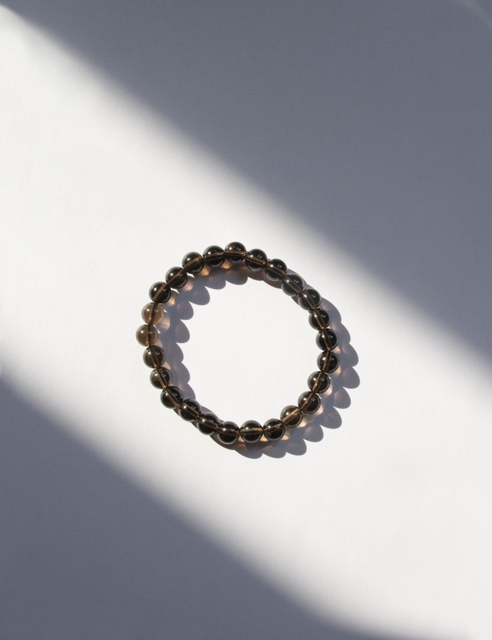 llayers bracelet avec pierres rondes quartz fumé smoky lithothérapie