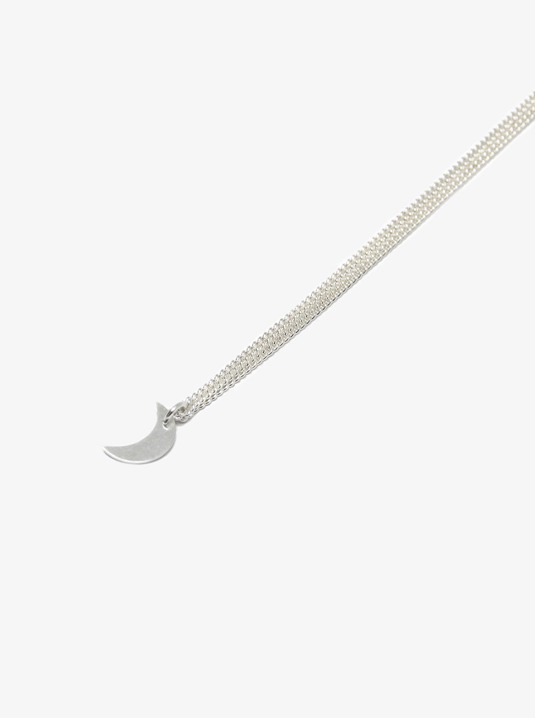 llayers jewelry small moon quarter silver pendant minimal collier avec petit quartier de lune en argent made in paris