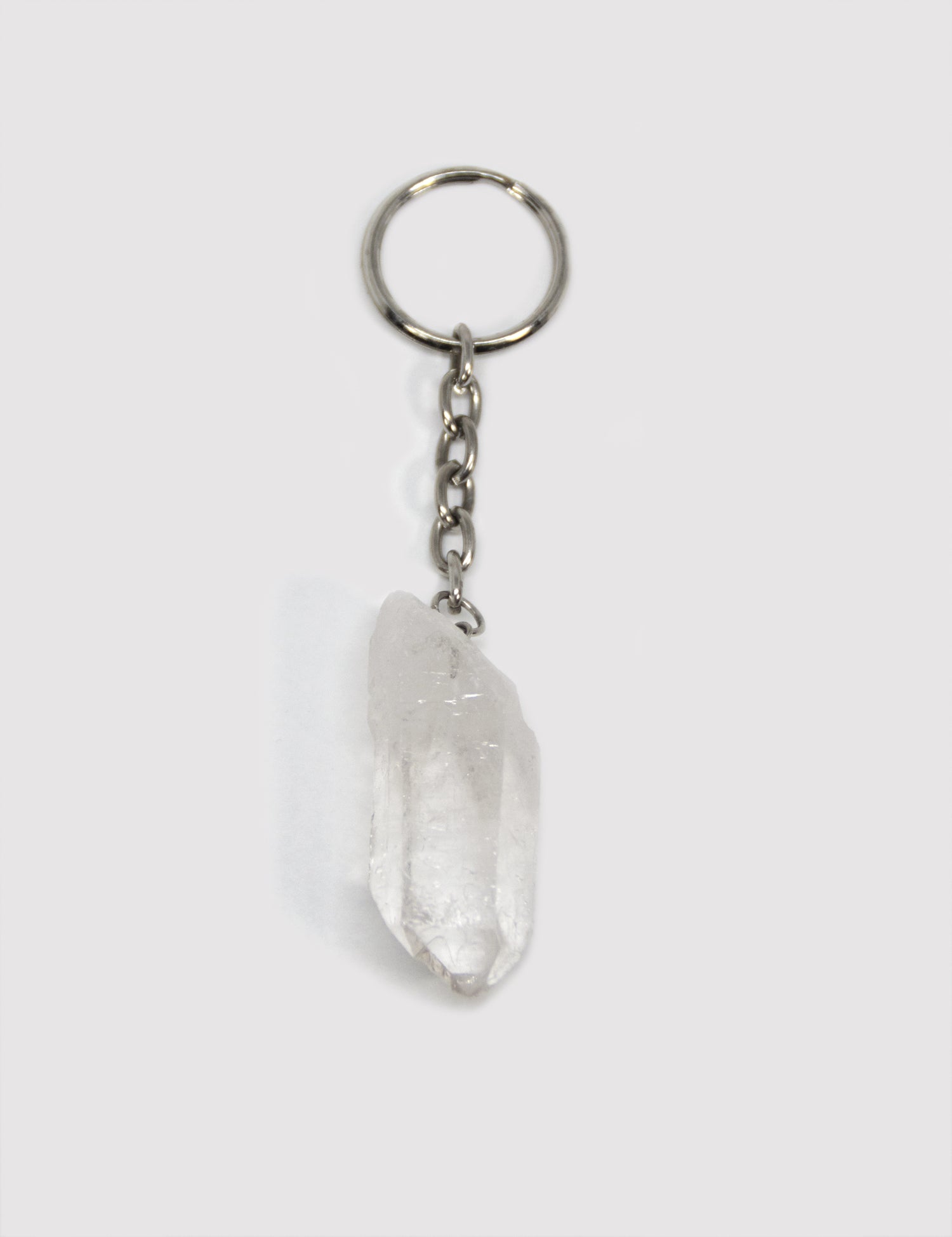llayers porte-clé en pierre quartz cristal de roche naturel pendule
