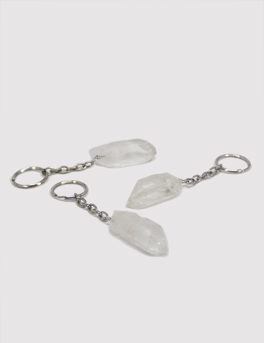 llayers porte-clé en pierre quartz cristal de roche naturel lithothérapie keyring