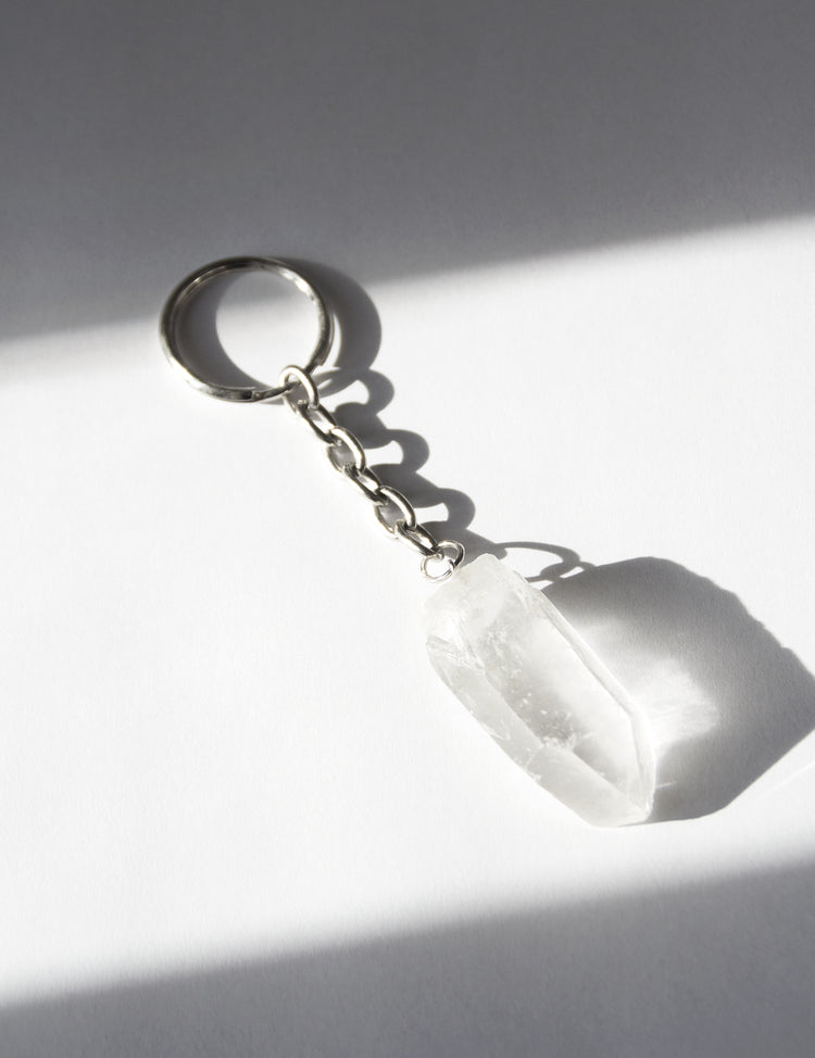 llayers porte-clé en pierre quartz cristal de roche naturel lithothérapie stone keyring