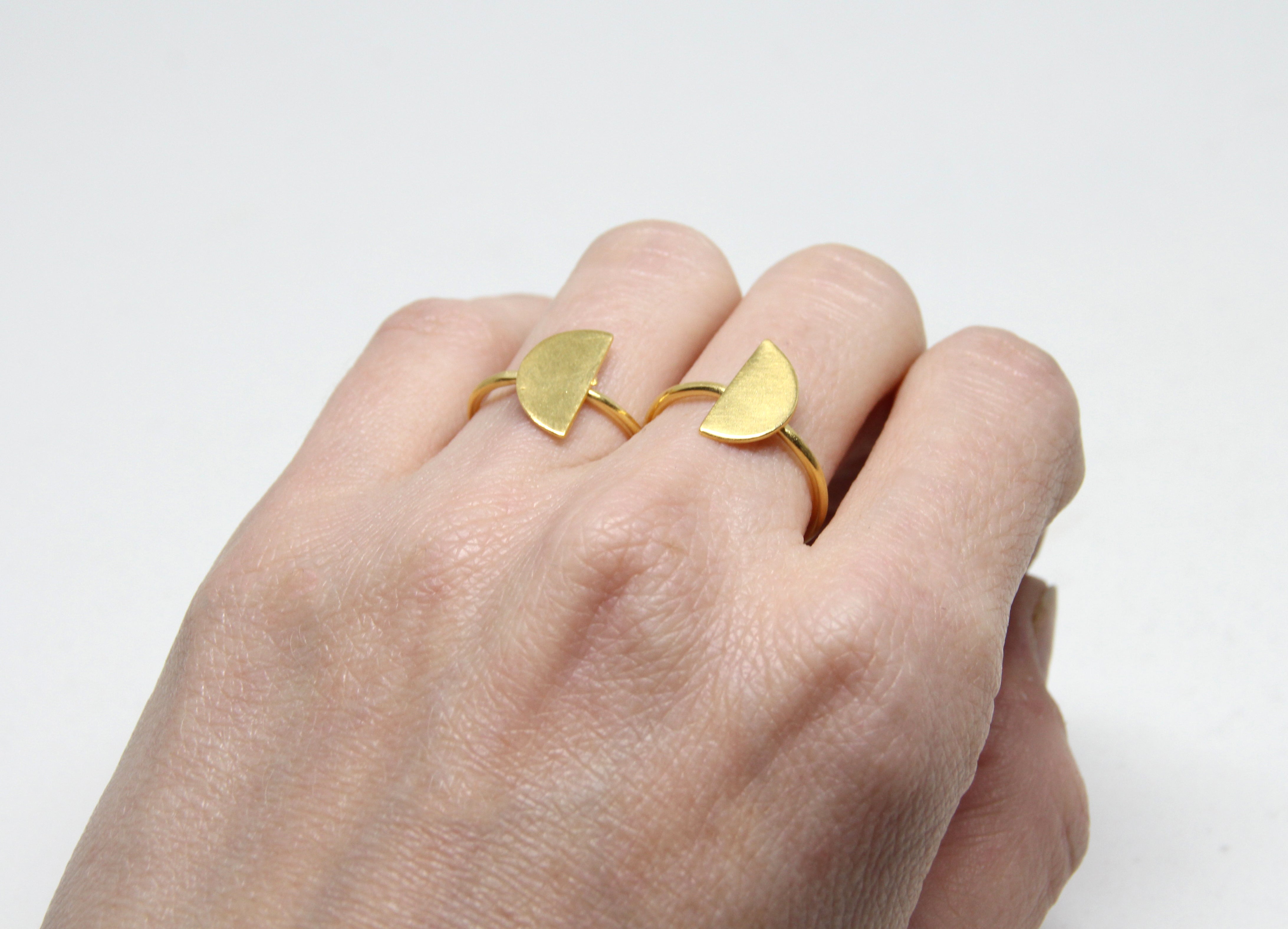 minimal gold ring moon crescent geometric new york brooklyn by llayers