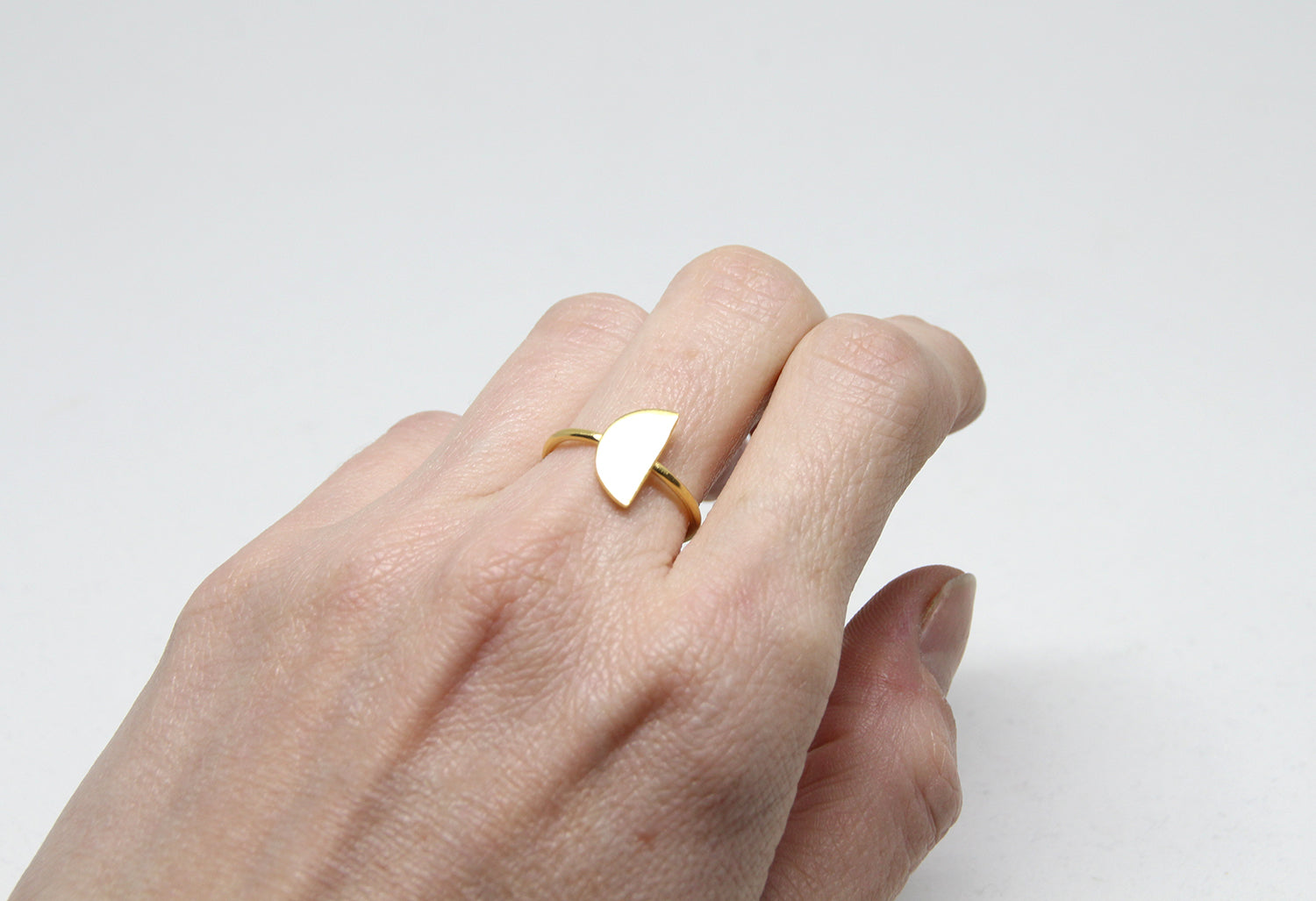 minimal gold ring moon crescent geometric new york brooklyn by llayers