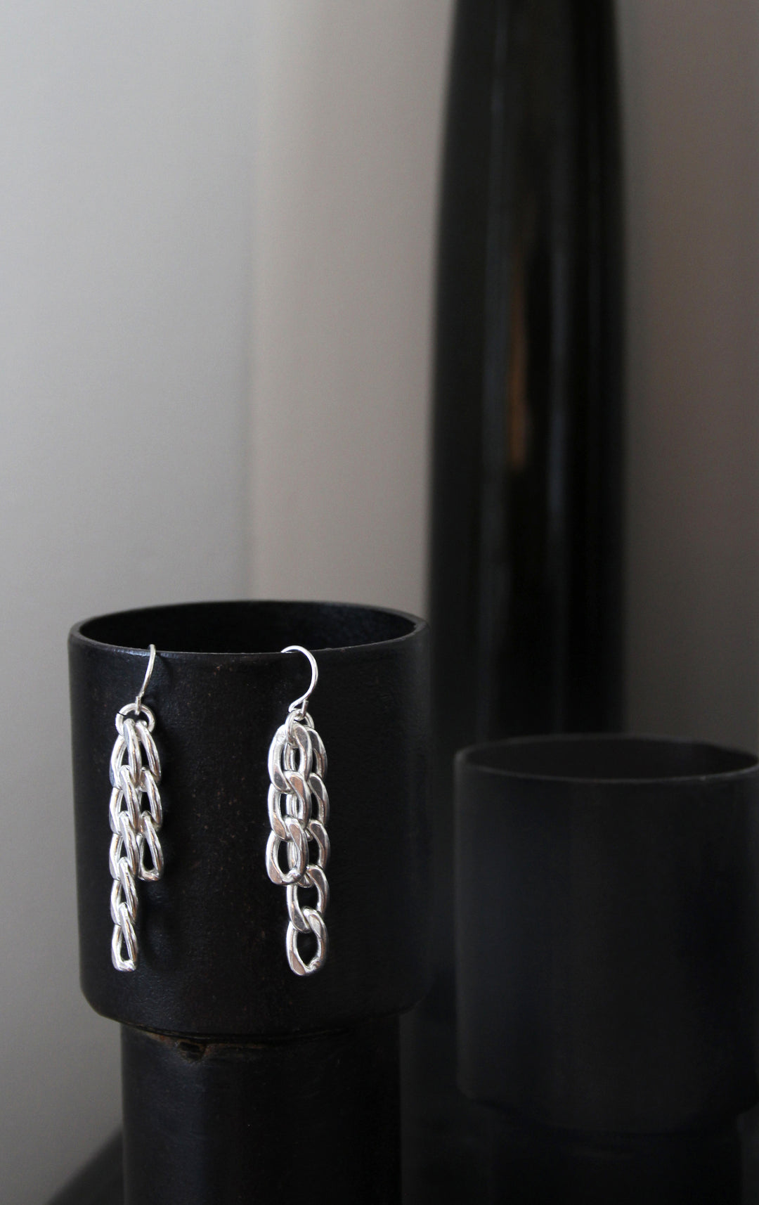 silver chain earrings new york brooklyn llayers jewelry 