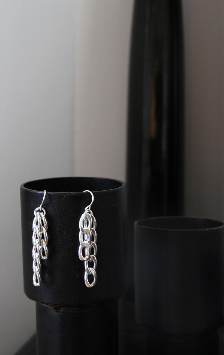 silver chain earrings new york brooklyn llayers jewelry 