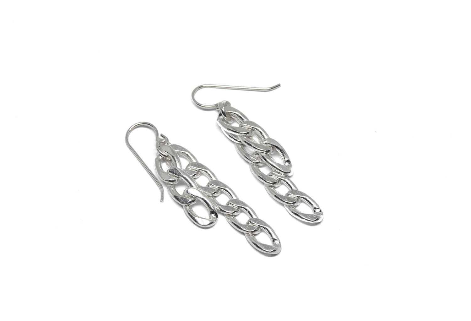 silver chain earrings new york brooklyn llayers jewelry 
