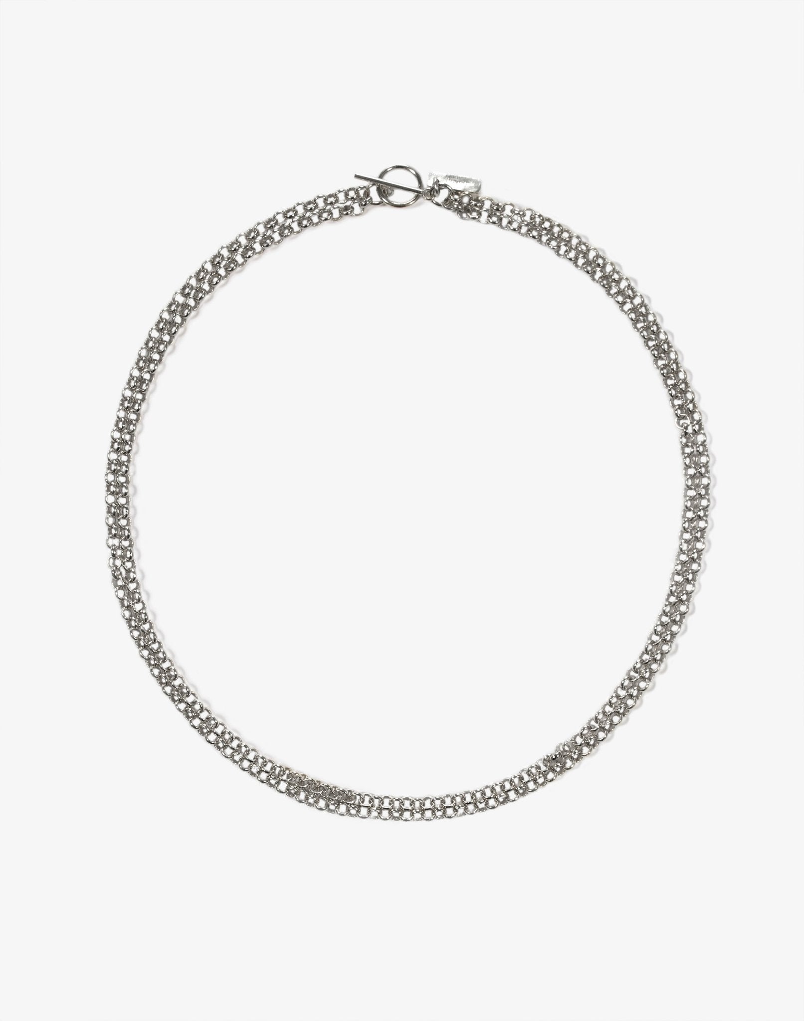 Sterling silver two-row chain necklace. Best affordable minimalist jewelry brand Made in Brooklyn New York by llayers.
