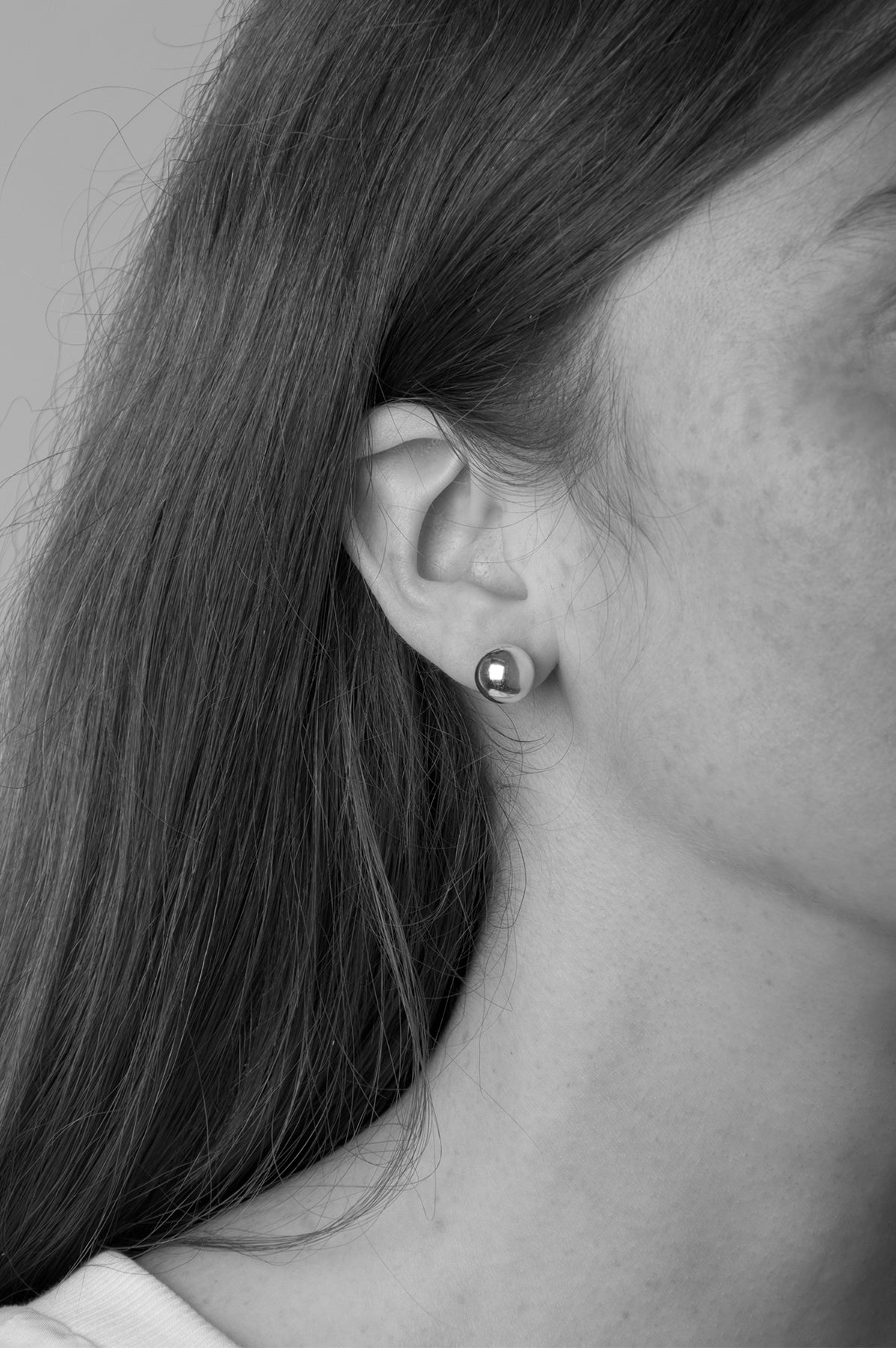 silver sphere ball stud earrings solar in brooklyn New York by llayers