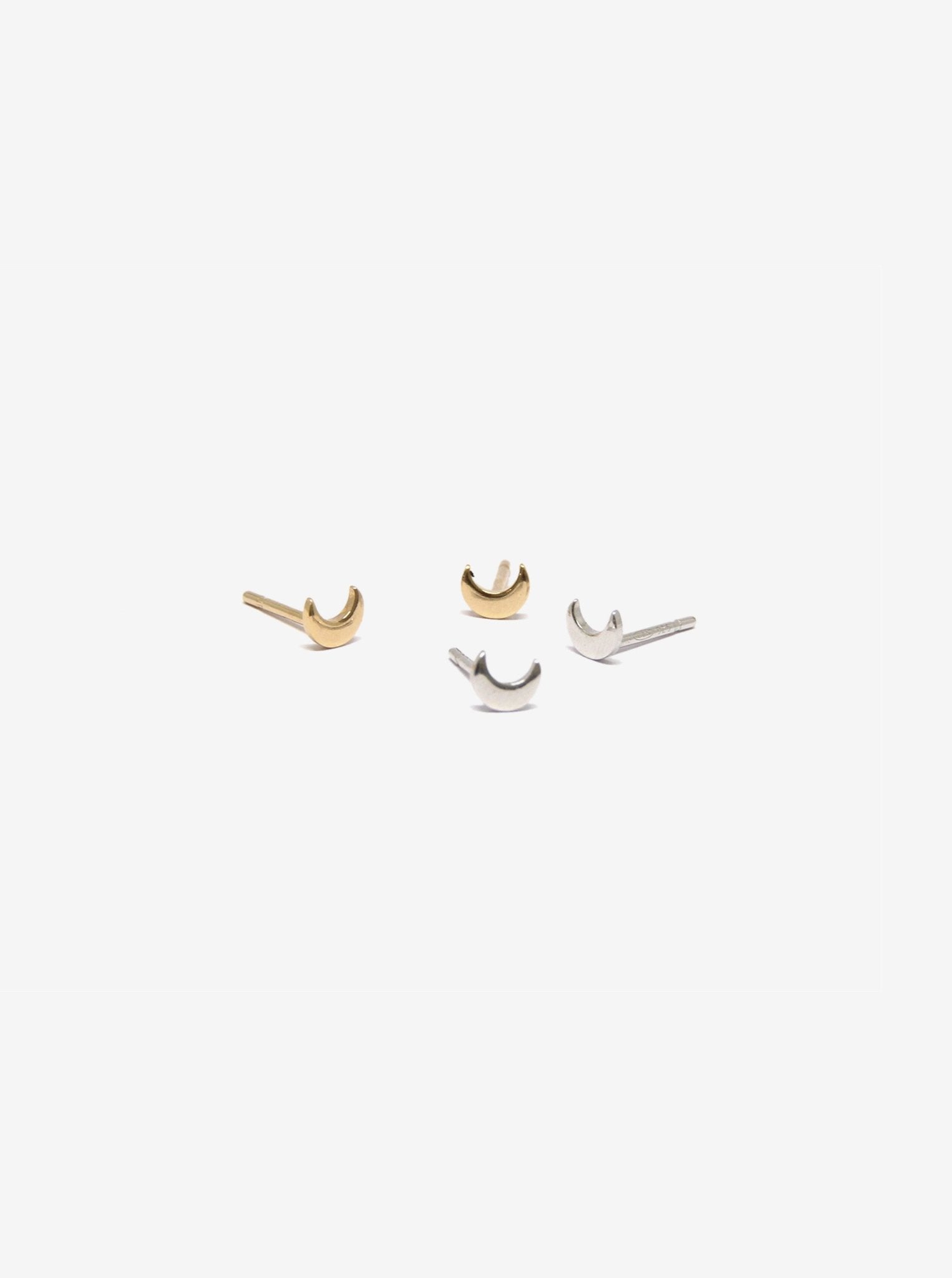 small moon silver gold studs earrings n Brooklyn New York by llayers jewelry